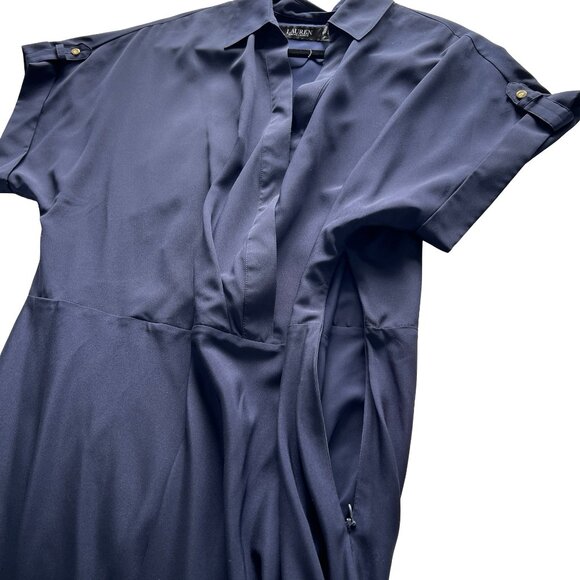 Navy Blue Belted Dress Size 16. Ralph Lauren. Women's A-line Classy Dress. - Picture 14 of 16